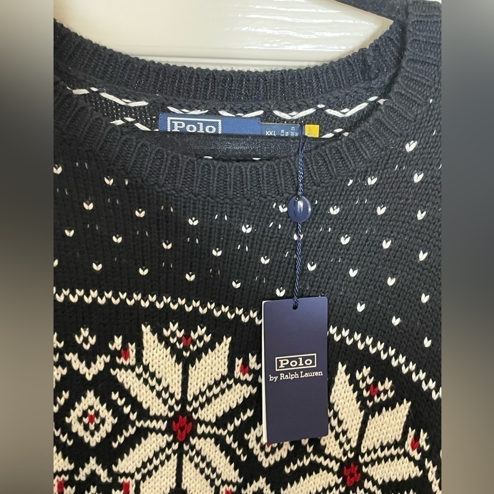 Polo by Ralph Lauren Mens Black Fair Isle Crew Neck Sweater - Picture 5 of 9